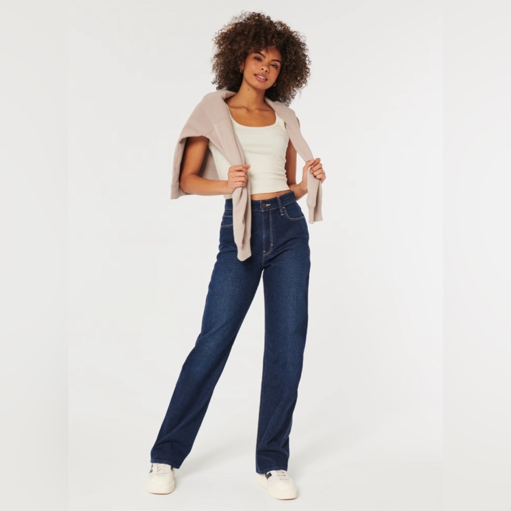 Hollister Ultra High Rise Dad Jean Dark Blue